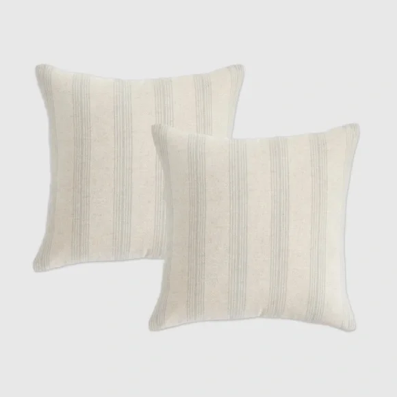🆕 Quince Neutral Stripe Pillow Cover - Set of 2 - Picture 2 of 3